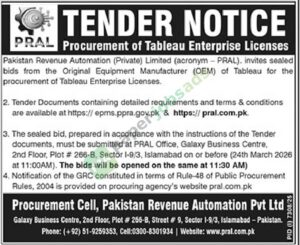 Tableau Enterprise Licenses - Pakistan Revenue Automation (Private) Limited