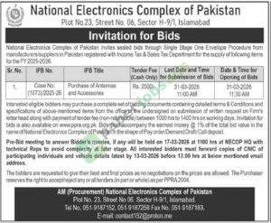 Purchase of Antennas & Accessories - National Electronics Complex of Pakistan (NECOP)