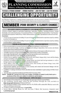 Member (Food Security & Climate Change) - Ministry of Planning Development & Special Initiatives