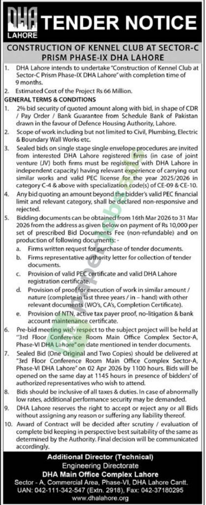 Construction of Kennel Club - DHA