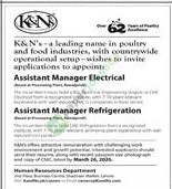 Assistant Manager Electrical / Refrigeration - K&N’s
