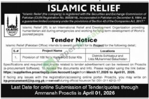 Provision of Household solar kits - Islamic Relief