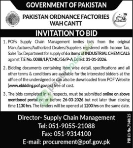6 X Items Of Industrial Chemicals - Pakistan Ordnance Factories