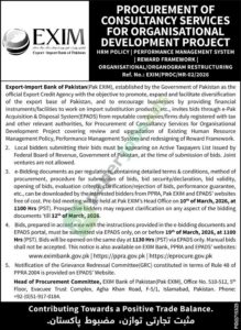 Consultancy Services for Organisational Development Project - Export-Import Bank of Pakistan