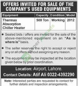 Sale Of COMPANY'S USED EQUIPMENTS - Private Company
