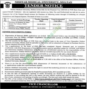 Purchase of Books / IT Equipments - NISHTAR MEDICAL UNIVERSITY