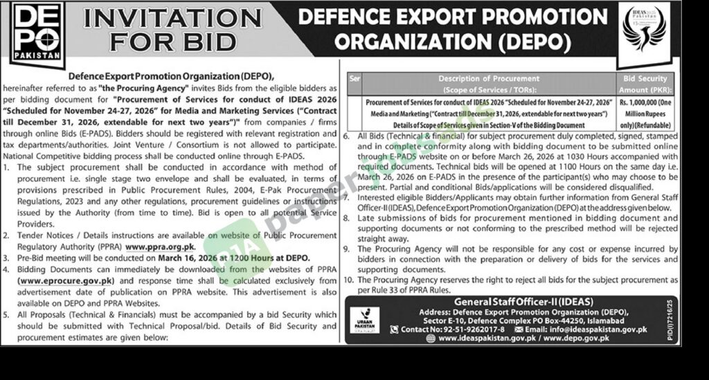 Media and Marketing Services - DEFENCE EXPORT PROMOTION ORGANIZATION (DEPO)