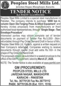 4000 ton 4-column Open Die Forging Press & Allied Equipment - Peoples Steel Mills Ltd.