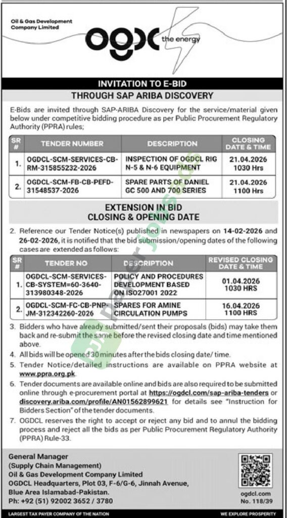 Misc. Service / Material - Oil & Gas Development Company Limited (OGDC)