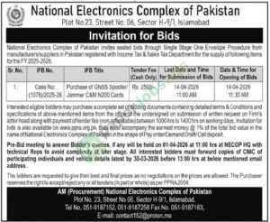 Purchase of GNSS Spoofer / Jammer - National Electronics Complex of Pakistan (NECOP)