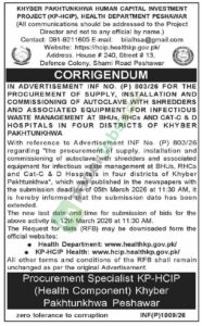 Corrigendum - Supply, Installation & Comissioning of Autoclave - HEALTH DEPARTMENT