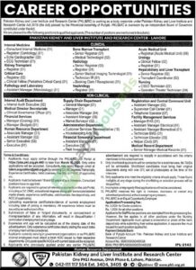 Consultant / Technician / Assistant Manager - Pakistan Kidney and Liver Institute and Research Center