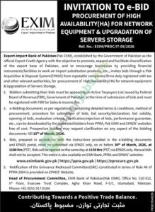 EQUIPMENT & UPGRADATION OF Servers Storage - Export-Import Bank of Pakistan