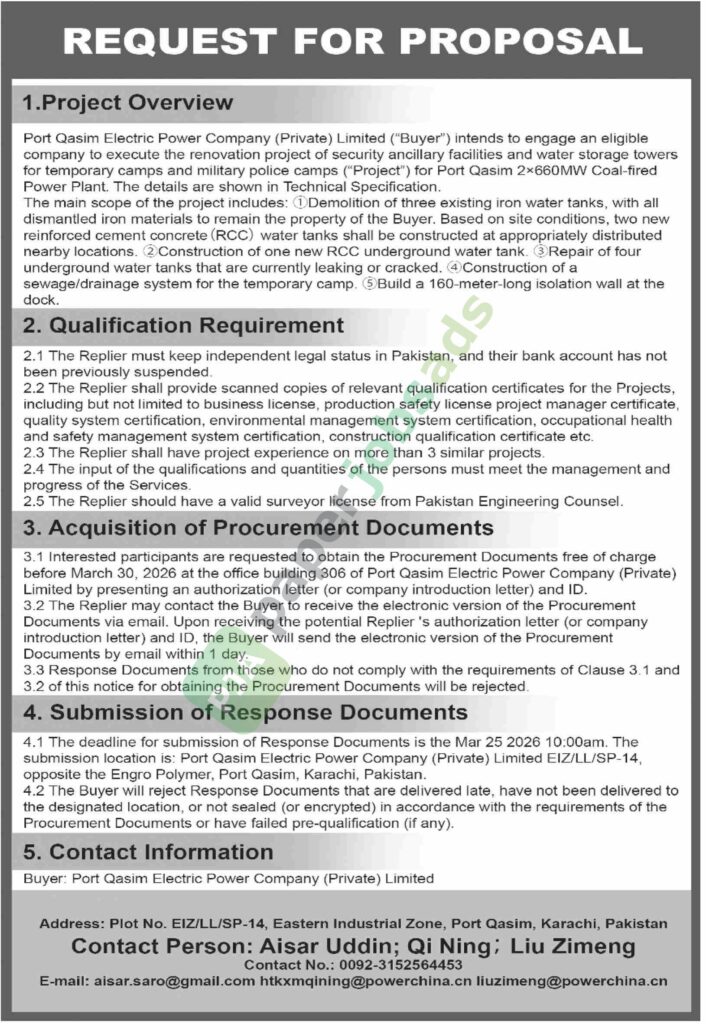 Renovation Project - Port Qasim Electric Power Company