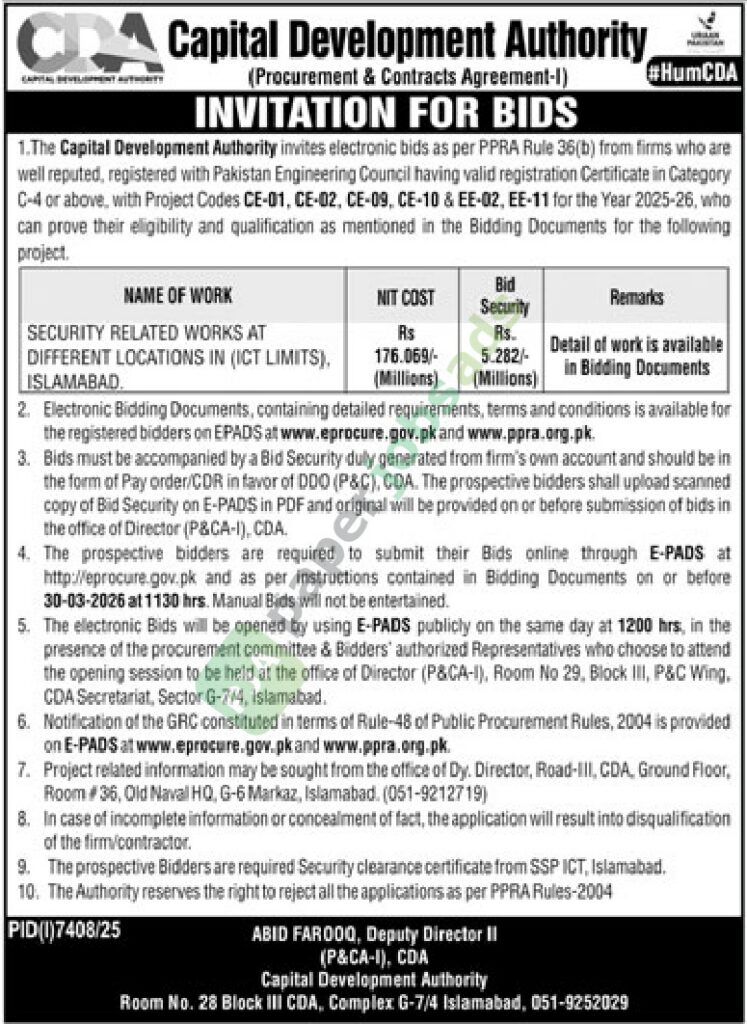 Security Related Works at Different Locations - CDA