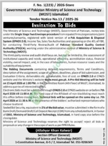 Third Party Review/Audit of PSQCA - Ministry of Science and Technology