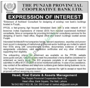 Designing Of Existing/ New Bank'S Buildings - The Punjab Provincial Cooperative Bank Ltd (PPCBL)