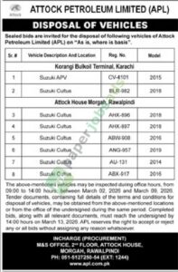 Disposal Of Vehicles - ATTOCK PETROLEUM LIMITED (APL)