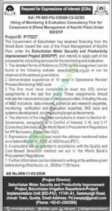 Hiring of Monitoring & Evaluation Consultancy Firm - Balochistan Irrigation Department