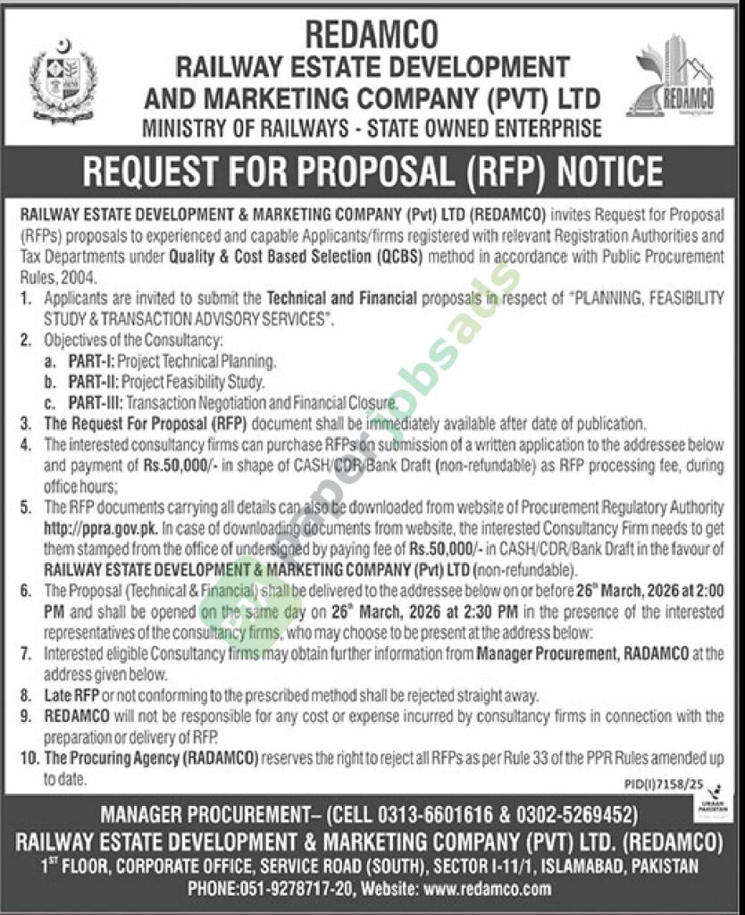 Proposal (Rfp) Notice - REDAMCO