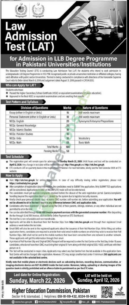 Law Admission Test (LAT) - The Education Testing Council