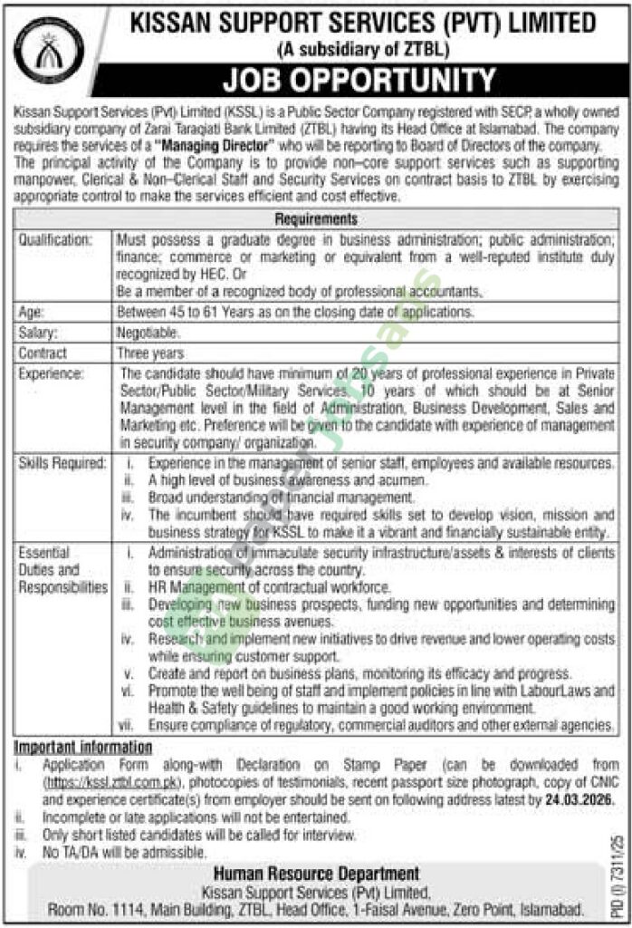 Managing Director - KISSAN SUPPORT SERVICES (PVT) LIMITED