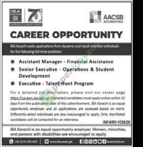 Assistant Manager / Senior Executive / Executive - IBA
