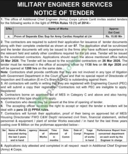Provision of Separate Electric Supply - MILITARY ENGINEER SERVICES