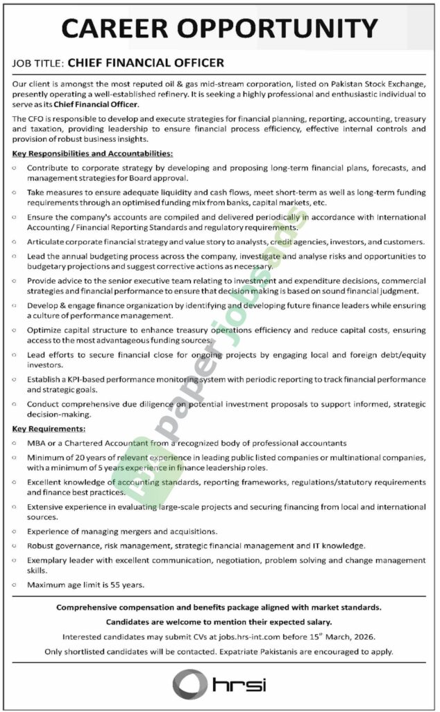 Chief Financial Officer (CFO) - Public Sector Organization