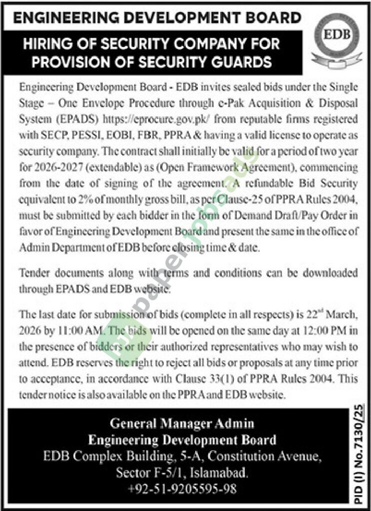 Provision of Security Guards - ENGINEERING DEVELOPMENT BOARD