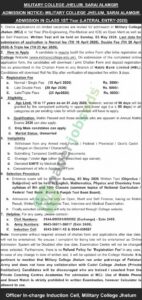 Class 1st Year (Lateral Entry-2026) - MILITARY COLLEGE JHELUM