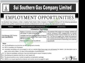 Chief Manager ERP Finance - Sui Southern Gas Company Limited