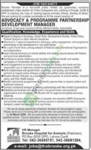 Advocacy & Programme Partnership Development Manager - Brooke Pakistan