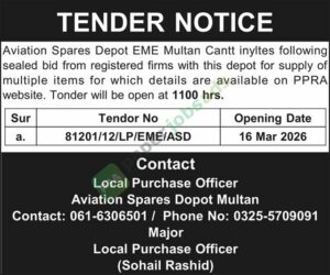 Supply of Multiple Items - Aviation Spares Depot (EME)
