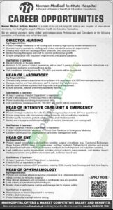 Director Nursing / Head of Laboratory - Memon Medical Institute Hospital