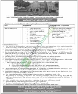 Specialist Registrar - LADY READING HOSPITAL-MEDICAL TEACHING INSTITUTION