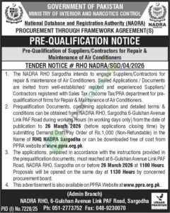 Repair & Maintenance of Air Conditioners - NADRA