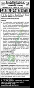 Associate Professor (BPS-20) - Dr. A. Q. Khan Institute of Biotechnology and Genetic Engineering (KIBGE)