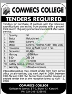Purchase of Laptops - COMMECS COLLEGE