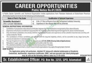 Scientific Assistant-I - Public Sector Scientific and Technical Organization