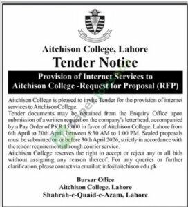 Provision of Internet Services - Aitchison College